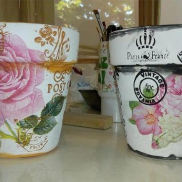 Arte Mix Media - Macetas con decoupage