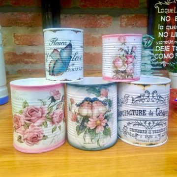 Arte Mix Media - Reciclado de latas decoupage
