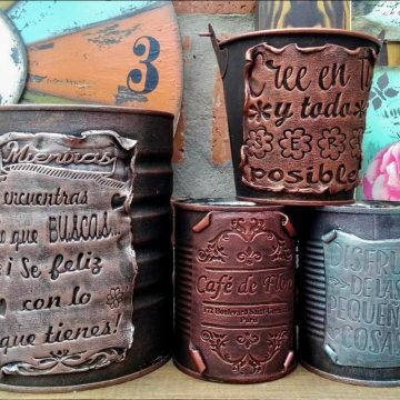 Arte Mix Media - Reciclado de latas imitación óxido